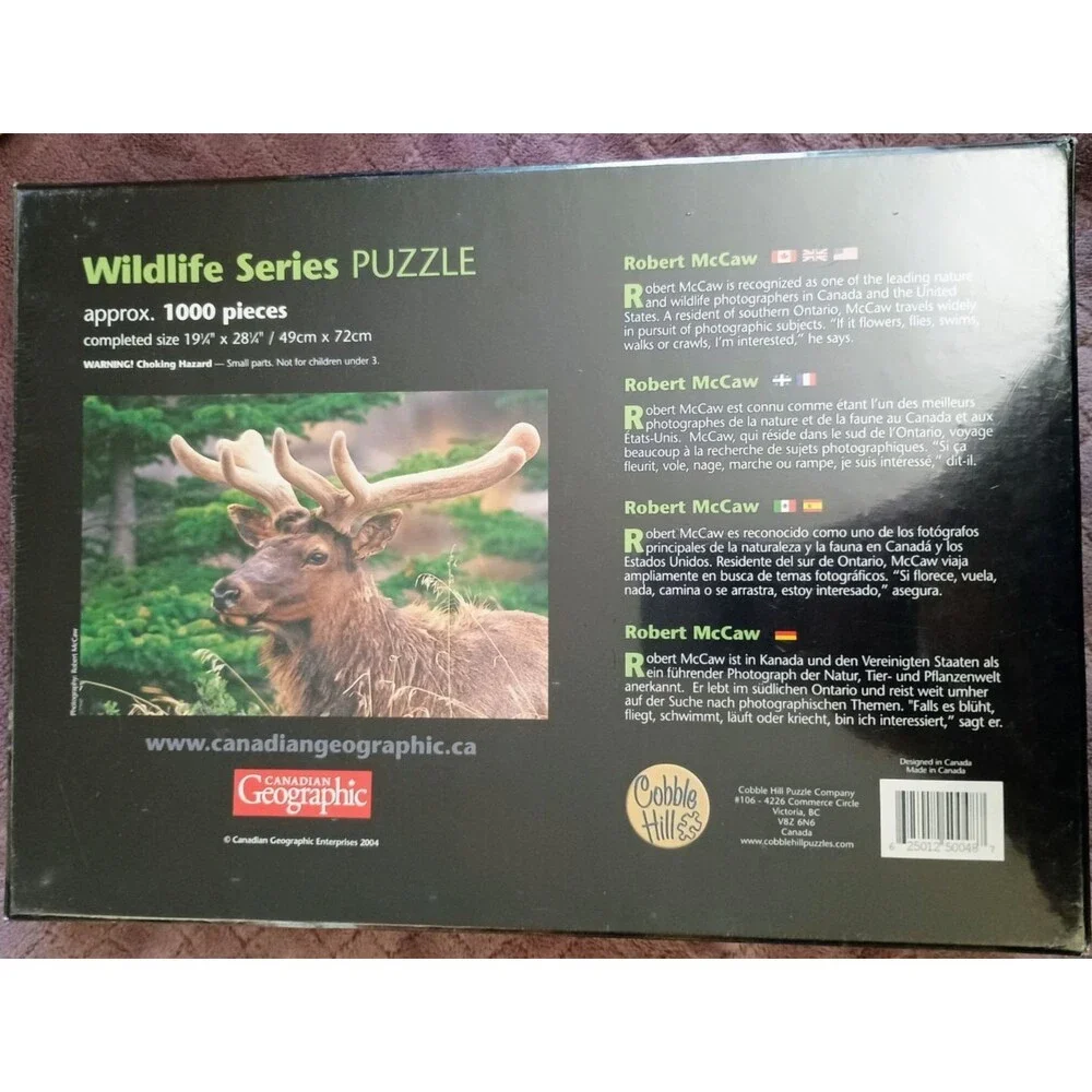 Canadian Geographic Wildlife Series Puzzle Moose 1000 Piece Jigsaw Puzzle Sealed